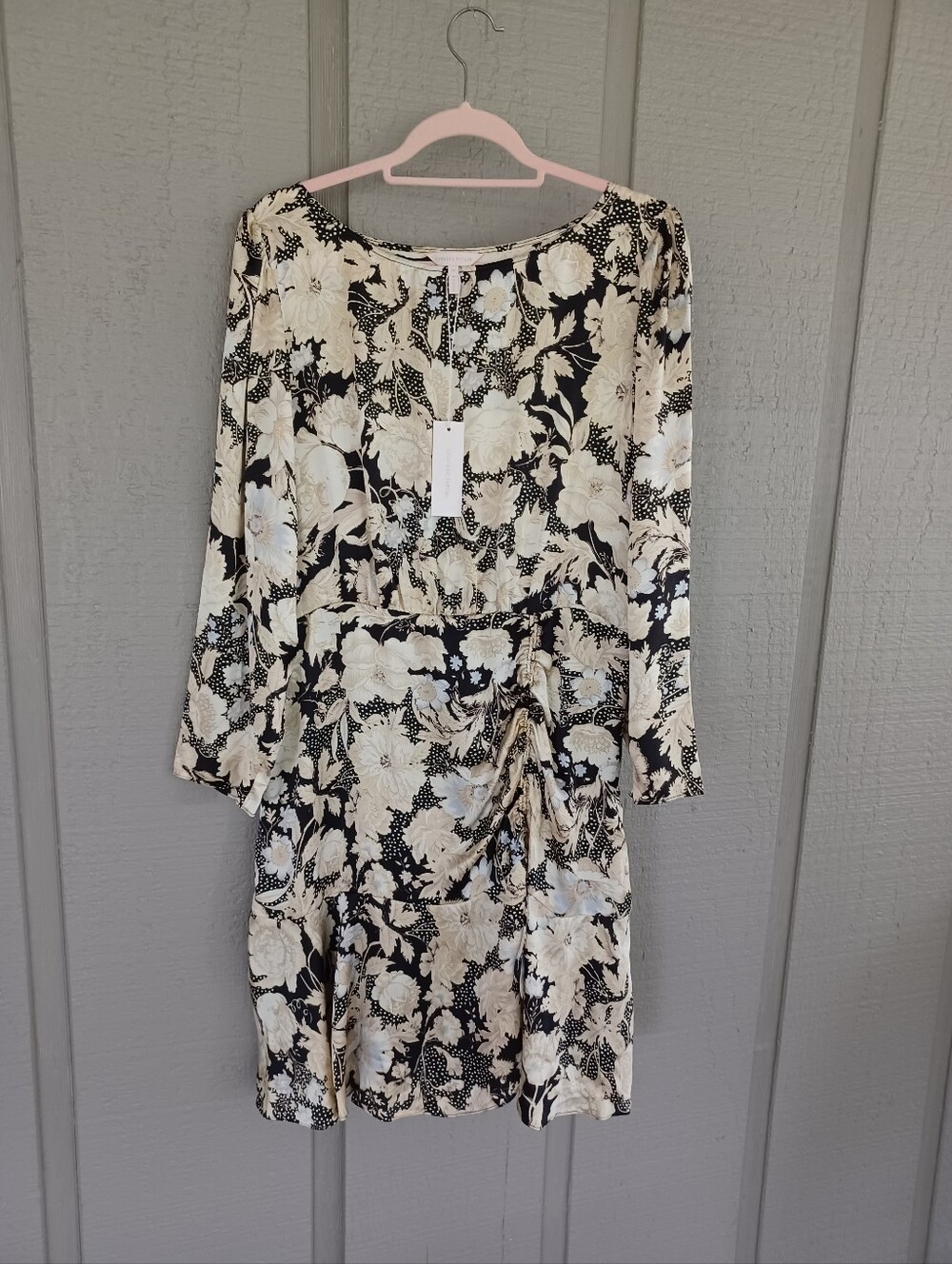 Rebecca Taylor Long Sleeve Gold Leaf Silk Dress Size 16 Women Party Cocktail